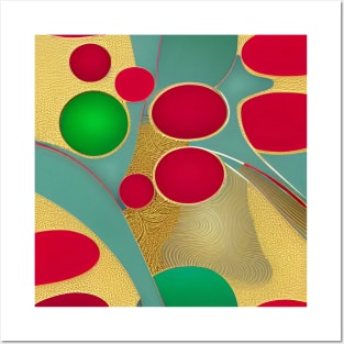 Abstract Design - Red, Gold and Green Posters and Art